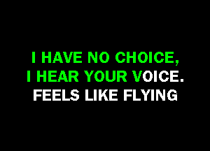 I HAVE NO CHOICE,
I HEAR YOUR VOICE.
FEELS LIKE FLYING