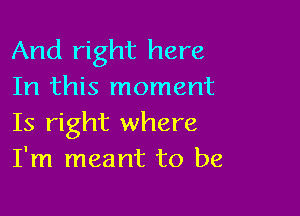 And right here
In this moment

Is right where
I'm meant to be