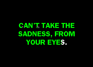 CANT TAKE THE

SADNESS, FROM
YOUR EYES.