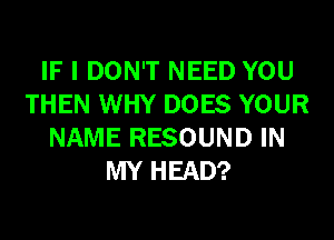 IF I DON'T NEED YOU
THEN WHY DOES YOUR
NAME RESOUND IN
MY HEAD?