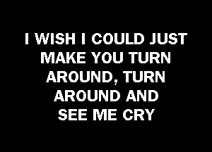 I WISH I COULD JUST
MAKE YOU TURN
AROUND, TURN
AROUND AND
SEE ME CRY

g