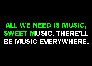 ALL WE NEED IS MUSIC,
SWEET MUSIC. THERElL
BE MUSIC EVERYWHERE.