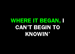 WHERE IT BEGAN, I

CANT BEGIN T0
KNOWIW