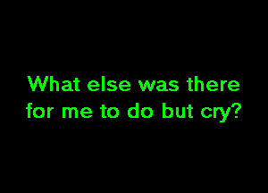 What else was there

for me to do but cry?