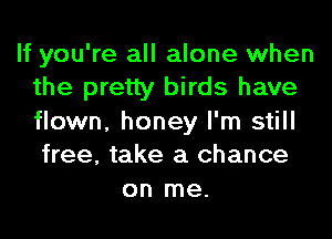 If you're all alone when
the pretty birds have

flown, honey I'm still
free, take a chance
on me.