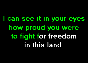 I can see it in your eyes
how proud you were

to fight for freedom
in this land.