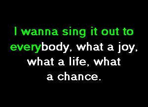 I wanna sing it out to
everybody, what a joy,

what a life, what
a chance.