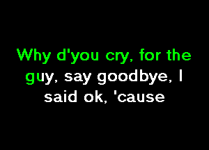 Why d'you cry, for the

guy, say goodbye, I
said ok, 'cause