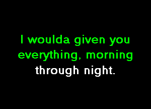 l woulda given you

everything, morning
through night.