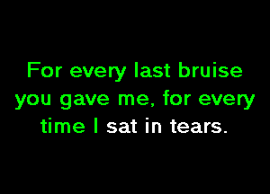 For every last bruise

you gave me, for every
time I sat in tears.
