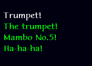 Trumpet!
The trumpet!

Mambo No.5!
Ha-ha-ha!