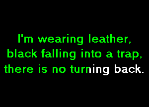 I'm wearing leather,
black falling into a trap,

there is no turning back.