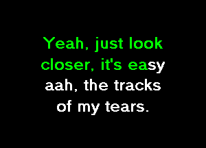 Yeah, just look
closer, it's easy

aah, the tracks
of my tears.