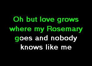 Oh but love grows
where my Rosemary

goes and nobody
knows like me