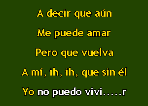 A decir que aIJn
Me puede amar

Pero que vuelva

A mi, ih, ih, que sin e'l

Yo no puedo Vivi ..... r