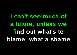 I can't see much of
a future, unless we

find out what's to
blame, what a shame