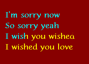 I'm sorry now
So sorry yeah

I wish you wished
I wished you love
