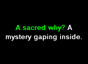 A sacred why? A

mystery gaping inside.