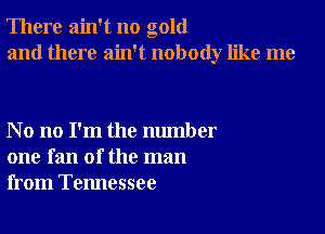 There ain't no gold
and there ain't nobody like me

No no I'm the number
one fan of the man
from Tennessee