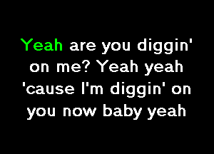 Yeah are you diggin'
on me? Yeah yeah

'cause I'm diggin' on
you now baby yeah