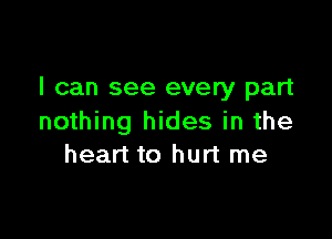 I can see every part

nothing hides in the
heart to hurt me