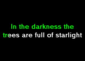 In the darkness the

trees are full of starlight