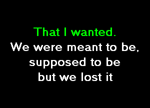 That I wanted.
We were meant to be,

supposed to be
but we lost it