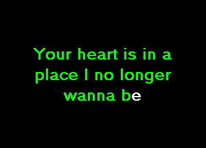 Your heart is in a

place I no longer
wanna be