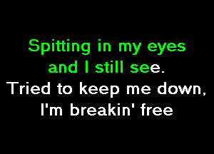 Spitting in my eyes
and I still see.

Tried to keep me down,
I'm breakin' free