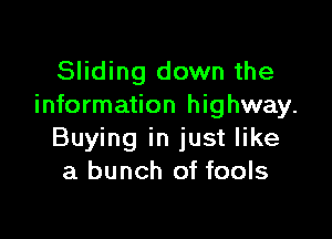 Sliding down the
information highway.

Buying in just like
a bunch of fools