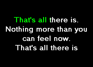 That's all there is.
Nothing more than you

can feel now.
That's all there is