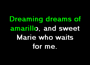 Dreaming dreams of
amarillo. and sweet

Marie who waits
for me.