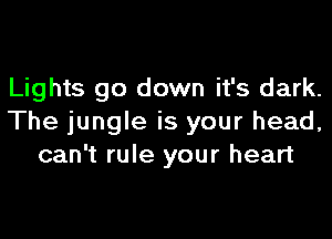 Lights go down it's dark.
The jungle is your head,
can't rule your heart