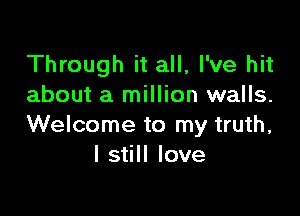 Through it all, I've hit
about a million walls.

Welcome to my truth,
I still love