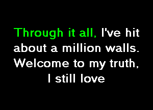 Through it all, I've hit
about a million walls.

Welcome to my truth,
I still love
