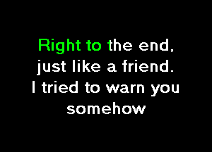 Right to the end,
just like a friend.

I tried to warn you
somehow