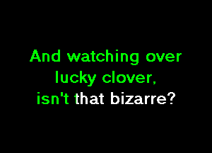 And watching over

lucky clover,
isn't that bizarre?