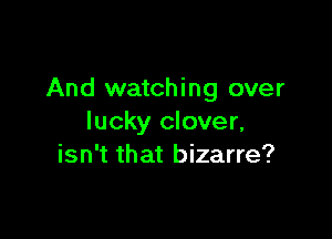 And watching over

lucky clover,
isn't that bizarre?