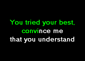 You tried your best,

convince me
that you understand