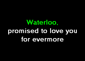 Waterloo,

promised to love you
for evermore