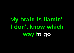 My brain is flamin'.

I don't know which
way to go