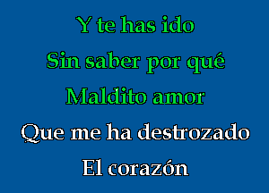 Y te has ido
Sin saber por qu(e
Maldito amor
Que me ha destrozado

E1 corazc'm