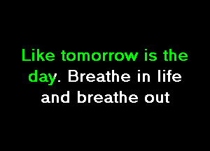 Like tomorrow is the

day. Breathe in life
and breathe out