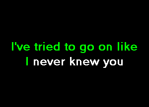 I've tried to go on like

I never knew you