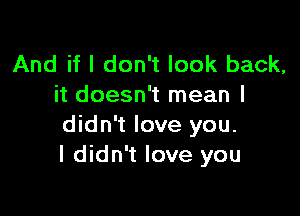 And if I don't look back,
it doesn't mean I

didn't love you.
I didn't love you