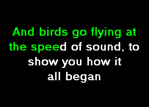 And birds go flying at
the speed of sound, to

show you how it
all began