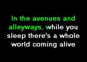 In the avenues and
alleyways, while you

sleep there's a whole
world coming alive
