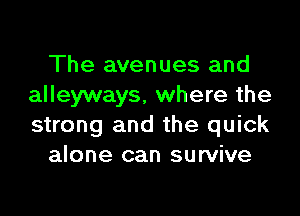 The avenues and
alleyways, where the

strong and the quick
alone can survive