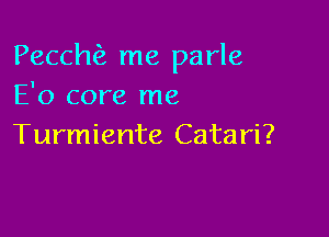 Pecchia me parle
E'o core me

Turmiente Catari?