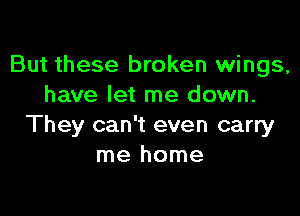 But these broken wings,
have let me down.

They can't even carry
me home